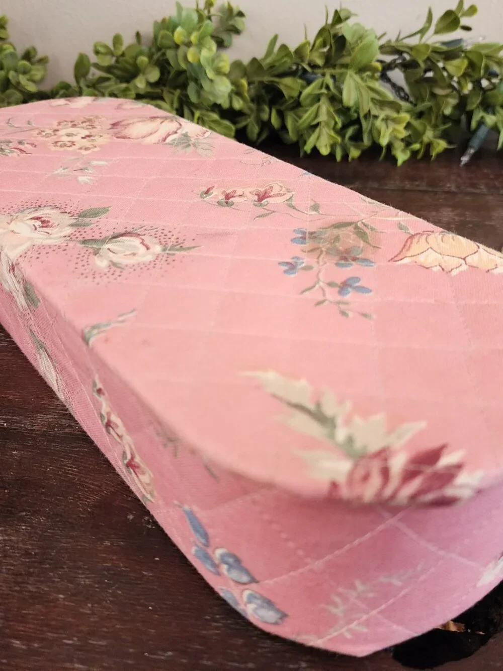 Vintage 1940's Pink Floral Covered Padded & Quilted Glove Dresser Box
